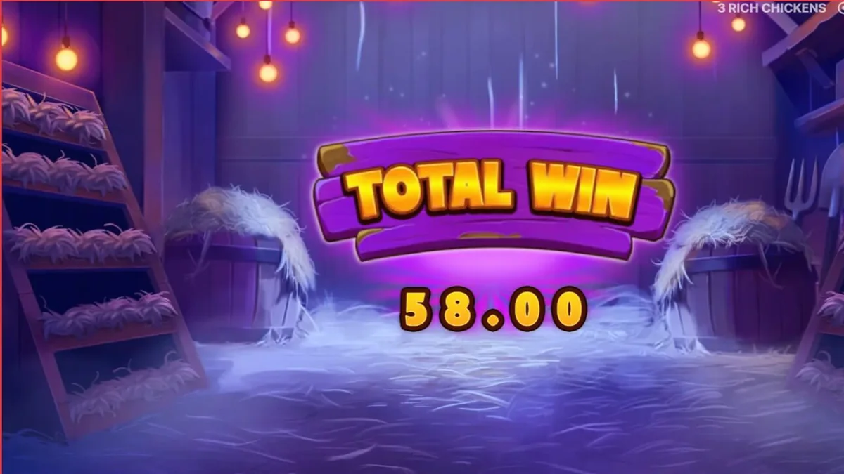 Tampilan visual slot 3 Rich Chickens dengan tema peternakan yang ceria
